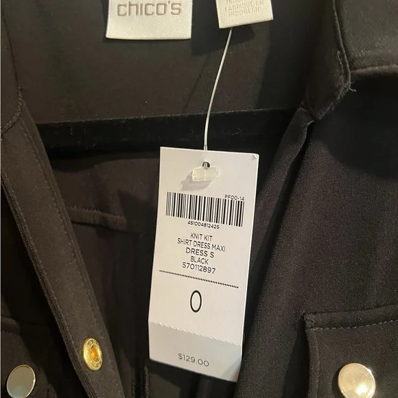 Long black dress from Chico’s with gold buttons NWT very slimming - Picture 3 of 10